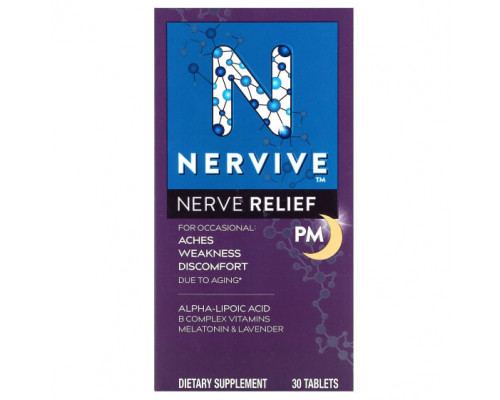 Антиоксиданты Nervive, Nerve Relief, PM, 30 таблеток Антиоксиданты Nervive, Nerve Relief, PM, 30 таблеток