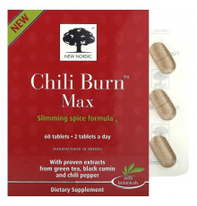 Жиросжигатели New Nordic US Inc, Chili Burn Max, 60 таблеток