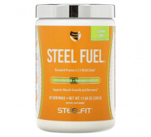 Аминокислоты SteelFit, Steel Fuel, универсальное средство с разветвленной цепью и BCAA + увлажняющая добавка, лимон и лайм, 330 г (11,64 унции)