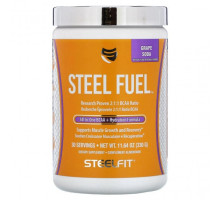 Аминокислоты SteelFit, Steel Fuel, универсальное средство с разветвленной цепью и BCAA + Hydration Formula, виноградная сода, 330 г (11,64 унции)