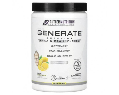 Аминокислоты Cutler Nutrition, Generate, превосходный настой BCAA и EAA, кислый лимонад, 366 г (12,91 унции) Аминокислоты Cutler Nutrition, Generate, превосходный настой BCAA и EAA, кислый лимонад, 366 г (12,91 унции)