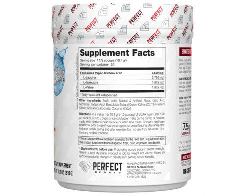 Аминокислоты Perfect Sports, BCAA Hyper Clear, арбузные конфеты с насыщенным вкусом, 310 г (10,9 унции) Аминокислоты Perfect Sports, BCAA Hyper Clear, арбузные конфеты с насыщенным вкусом, 310 г (10,9 унции)