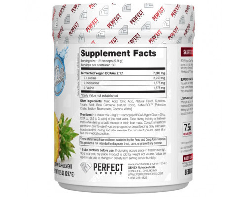 Аминокислоты Perfect Sports, BCAA Hyper Clear, гавайский ананас с насыщенным вкусом, 297 г (10,5 унции) Аминокислоты Perfect Sports, BCAA Hyper Clear, гавайский ананас с насыщенным вкусом, 297 г (10,5 унции)