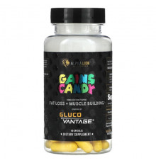 Для похудения и контроля веса ALPHA LION, Gains Candy, Gluco Vantage, 60 капсул
