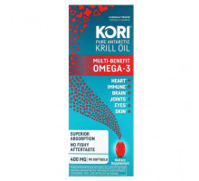 Рыбий жир и Омега 3, 6, 9 Kori, Чистое масло антарктического криля, омега-3 с множеством полезных свойств, 400 мг, 90 мягких таблеток