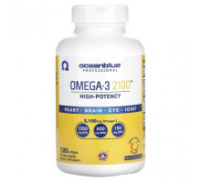 Рыбий жир и Омега 3, 6, 9 OceanBlue, Professional, омега-3 2100, высокая эффективность, со вкусом натурального апельсина, 2100 мг, 120 мягких таблеток
