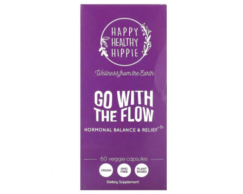 Женское здоровье Happy Healthy Hippie, Go With the Flow, гормональный баланс и облегчение, 60 растительных капсул Женское здоровье Happy Healthy Hippie, Go With the Flow, гормональный баланс и облегчение, 60 растительных капсул