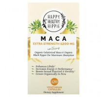 Суперфуды Happy Healthy Hippie, Мака, усиленная сила действия, 600 мг, 120 вегетарианских капсул