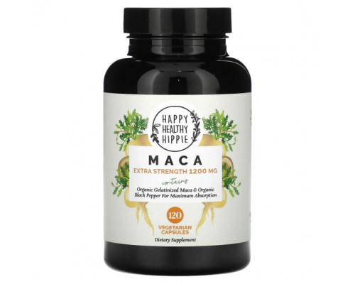 Суперфуды Happy Healthy Hippie, Мака, усиленная сила действия, 600 мг, 120 вегетарианских капсул Суперфуды Happy Healthy Hippie, Мака, усиленная сила действия, 600 мг, 120 вегетарианских капсул