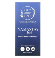 Для здорового сна Happy Healthy Hippie, Namastay In Bed, снотворное на растительной основе, 60 растительных капсул
