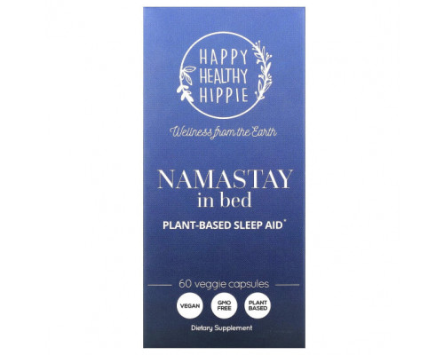 Для здорового сна Happy Healthy Hippie, Namastay In Bed, снотворное на растительной основе, 60 растительных капсул Для здорового сна Happy Healthy Hippie, Namastay In Bed, снотворное на растительной основе, 60 растительных капсул