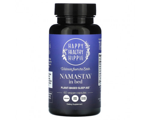 Для здорового сна Happy Healthy Hippie, Namastay In Bed, снотворное на растительной основе, 60 растительных капсул Для здорового сна Happy Healthy Hippie, Namastay In Bed, снотворное на растительной основе, 60 растительных капсул