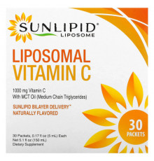 Витамин C Sunlipid, липосомальный витамин C, с натуральными ароматизаторами, 30 пакетиков по 5,0 мл (0,17 унции)