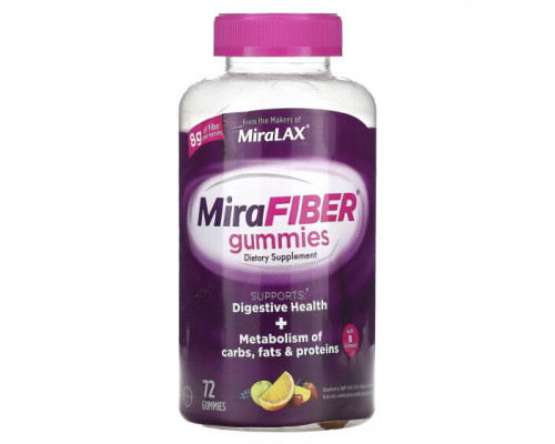 Клетчатка MiraFiber, Strawberry, Apple, Grape, Cherry, Orange, and Lemon, 72 Gummies Клетчатка MiraFiber, Strawberry, Apple, Grape, Cherry, Orange, and Lemon, 72 Gummies