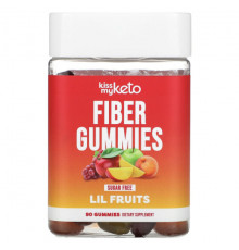 Клетчатка Kiss My Keto, Жевательные мармеладки с клетчаткой, Lil Fruits, без сахара, 90 жевательных таблеток