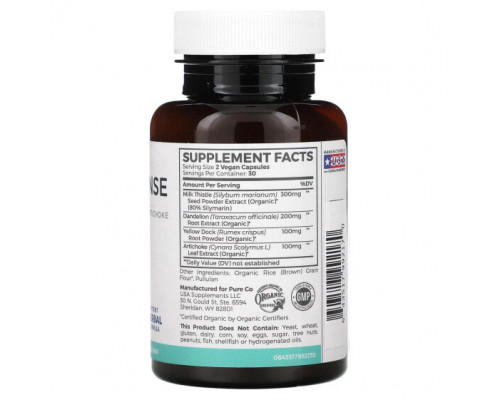 Для здоровья печени Pure Co., Liver Cleanse, 60 веганских капсул Для здоровья печени Pure Co., Liver Cleanse, 60 веганских капсул