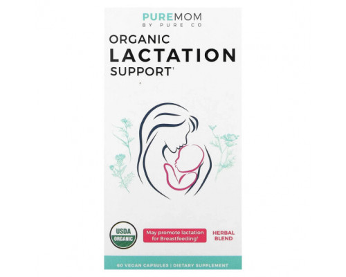 Женское здоровье Pure Co., PURE MOM, органическая поддержка лактации, 60 веганских капсул Женское здоровье Pure Co., PURE MOM, органическая поддержка лактации, 60 веганских капсул