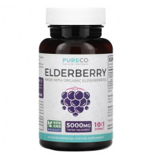 Фрукты и ягоды Pure Co., Бузина, 5000 мг, 30 веганских капсул