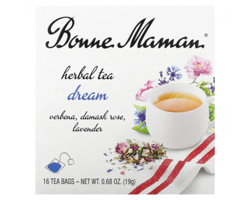 Травяные сборы и чаи Bonne Maman, Herbal Tea, Dream, без кофеина, 16 чайных пакетиков по 1,2 г (0,04 унции) Травяные сборы и чаи Bonne Maman, Herbal Tea, Dream, без кофеина, 16 чайных пакетиков по 1,2 г (0,04 унции)