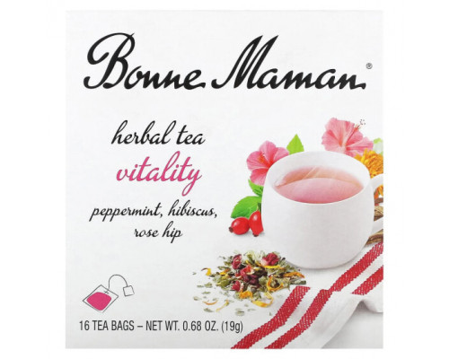 Травяные сборы и чаи Bonne Maman, Herbal Tea, Vitality, без кофеина, 16 чайных пакетиков, 19 г (0,68 унции) Травяные сборы и чаи Bonne Maman, Herbal Tea, Vitality, без кофеина, 16 чайных пакетиков, 19 г (0,68 унции)