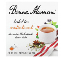 Травяные сборы и чаи Bonne Maman, Herbal Tea, Contentment, без кофеина, 16 чайных пакетиков по 1,2 г (0,04 унции)