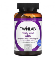Для глаз Twinlab, Daily One Caps, с железом, 180 капсул