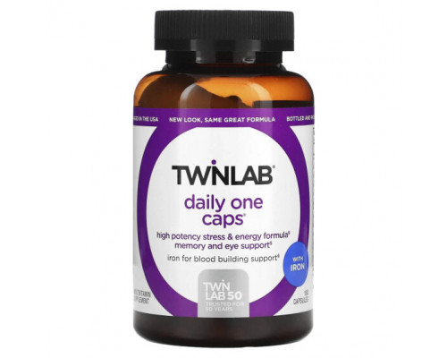 Для глаз Twinlab, Daily One Caps, с железом, 180 капсул Для глаз Twinlab, Daily One Caps, с железом, 180 капсул
