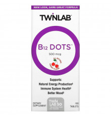 Twinlab, B12 Dots, Cherry, 500 mcg, 100 Tablets