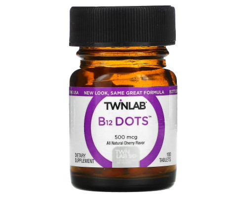 Twinlab, B12 Dots, Cherry, 500 mcg, 100 Tablets Twinlab, B12 Dots, Cherry, 500 mcg, 100 Tablets