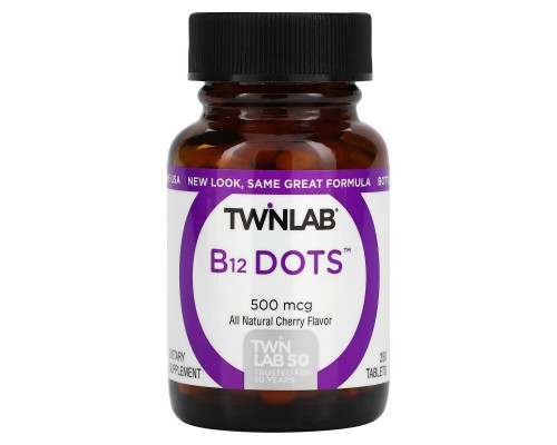 Twinlab, B12 Dots, Cherry, 500 mcg, 250 Tablets