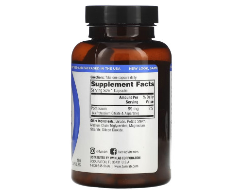 Twinlab, Potassium Caps, 180 Capsules Twinlab, Potassium Caps, 180 Capsules