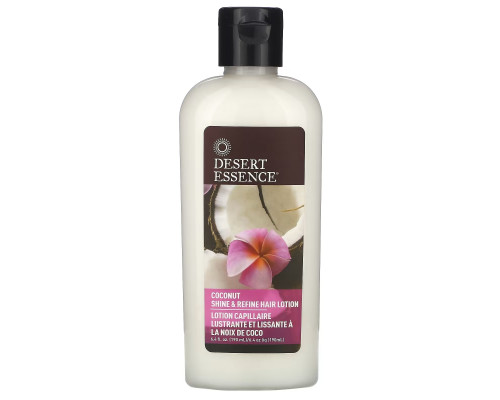 Desert Essence, Лосьон для волос Shine & Refine с кокосовым орехом, 6,4 ж. унц.(190 мл) Desert Essence, Лосьон для волос Shine & Refine с кокосовым орехом, 6,4 ж. унц.(190 мл)