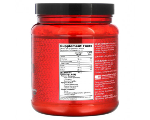 Посттренировочные комплексы BSN, Cellmass 2.0, улучшенная сила действия, со вкусом голубой малины, 495 г (1,09 фунта) Посттренировочные комплексы BSN, Cellmass 2.0, улучшенная сила действия, со вкусом голубой малины, 495 г (1,09 фунта)