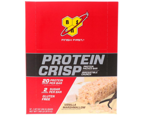 BSN, Syntha-6 Хрустящой Белок, Вкус Ванильного Зефира, 12 батончиков, по 1,97 унции (56 г) каждый BSN, Syntha-6 Хрустящой Белок, Вкус Ванильного Зефира, 12 батончиков, по 1,97 унции (56 г) каждый