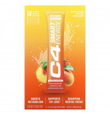 Cellucor, C4 Smart Energy Drink Mix, Peach Mango, 14 Sticks, 0.13 oz (3.8 g) Each