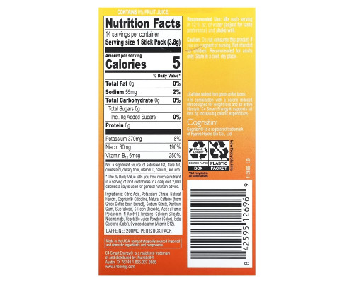 Cellucor, C4 Smart Energy Drink Mix, Peach Mango, 14 Sticks, 0.13 oz (3.8 g) Each Cellucor, C4 Smart Energy Drink Mix, Peach Mango, 14 Sticks, 0.13 oz (3.8 g) Each