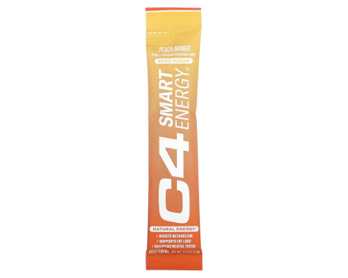 Cellucor, C4 Smart Energy Drink Mix, Peach Mango, 14 Sticks, 0.13 oz (3.8 g) Each Cellucor, C4 Smart Energy Drink Mix, Peach Mango, 14 Sticks, 0.13 oz (3.8 g) Each