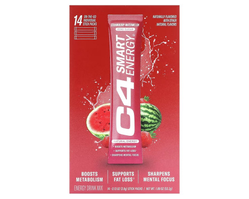 Cellucor, C4 Smart Energy Drink Mix, Strawberry Watermelon, 14 Sticks, 0.13 oz (3.8 g) Each Cellucor, C4 Smart Energy Drink Mix, Strawberry Watermelon, 14 Sticks, 0.13 oz (3.8 g) Each