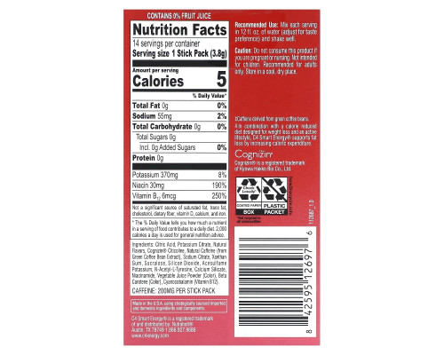 Cellucor, C4 Smart Energy Drink Mix, Strawberry Watermelon, 14 Sticks, 0.13 oz (3.8 g) Each Cellucor, C4 Smart Energy Drink Mix, Strawberry Watermelon, 14 Sticks, 0.13 oz (3.8 g) Each