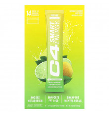 Cellucor, C4 Smart Energy Drink Mix, Yuzu Lime, 14 Sticks, 0.14 oz (3.9 g) Each