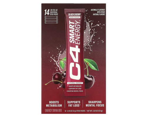 Cellucor, C4, Smart Energy, Black Cherry, 14 Stick Packs, 0.14 oz (4.1 g) Each Cellucor, C4, Smart Energy, Black Cherry, 14 Stick Packs, 0.14 oz (4.1 g) Each