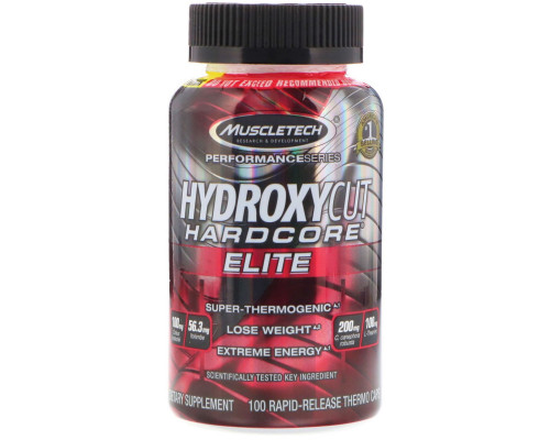 Hydroxycut, Performance Series, Hydroxycut Hardcore, Elite, 100 термокапсул быстрого высвобождения Hydroxycut, Performance Series, Hydroxycut Hardcore, Elite, 100 термокапсул быстрого высвобождения