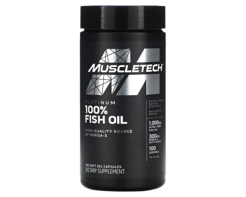 Muscletech, Essential Series, Рыбий жир Platinum 100%, 100 мягких гелевых капсул Muscletech, Essential Series, Рыбий жир Platinum 100%, 100 мягких гелевых капсул