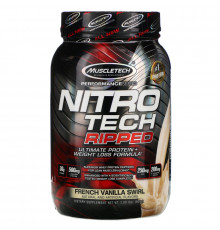 Muscletech, Ripped, Ultimate Protein + Weight Loss Formula, French Vanilla Swirl, 2.00 lbs (907 g)