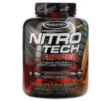 Muscletech, Nitro Tech, Ripped, Ultimate Protein + Weight Loss Formula, Chocolate Fudge Brownie, 4.00 lbs (1.81 kg)