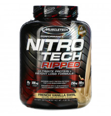 Muscletech, Nitro Tech, Ripped, Ultimate Protein + Weight Loss Formula, French Vanilla Swirl, 4.00 lbs (1.81 kg)