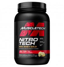 Muscletech, Nitro Tech, 100% Золотой Сывороточный Протеин, Французский Ванильный Крем, 2.50 фунтов (1.13 кг)