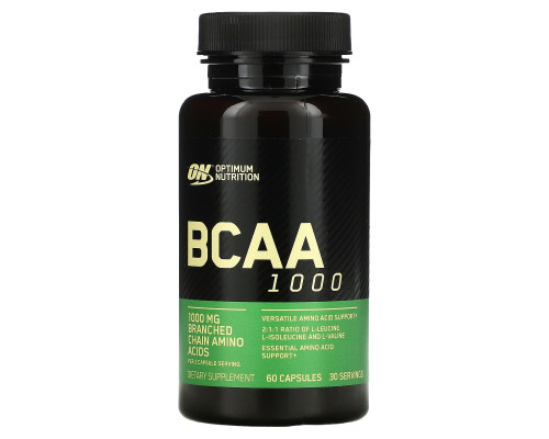Optimum Nutrition, BCAA 1000 Caps, Mega-Size, 1 g, 60 Capsules Optimum Nutrition, BCAA 1000 Caps, Mega-Size, 1 g, 60 Capsules