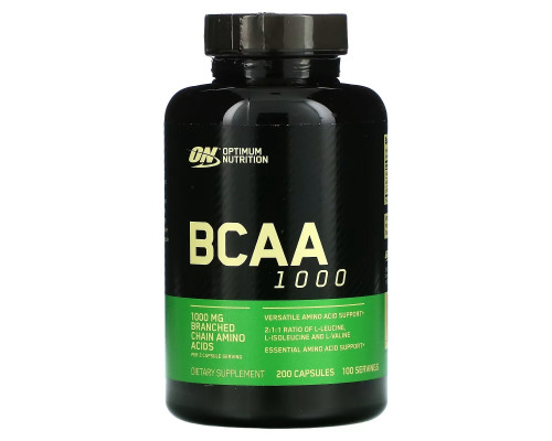 Optimum Nutrition, Mega-Size BCAA 1000, 1000 мг, 200 капсул Optimum Nutrition, Mega-Size BCAA 1000, 1000 мг, 200 капсул