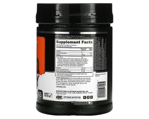 Optimum Nutrition, ESSENTIAL AMIN.O. ENERGY, Orange , 1.29 lb (585 g) Optimum Nutrition, ESSENTIAL AMIN.O. ENERGY, Orange , 1.29 lb (585 g)
